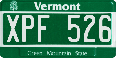 VT license plate XPF526