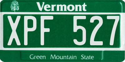 VT license plate XPF527