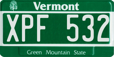VT license plate XPF532