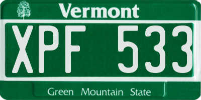 VT license plate XPF533