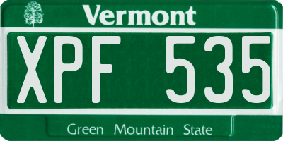 VT license plate XPF535