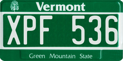 VT license plate XPF536