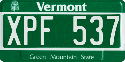 VT license plate XPF537