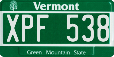 VT license plate XPF538