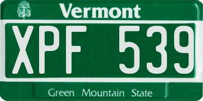 VT license plate XPF539