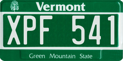 VT license plate XPF541
