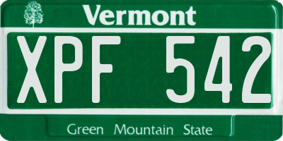 VT license plate XPF542