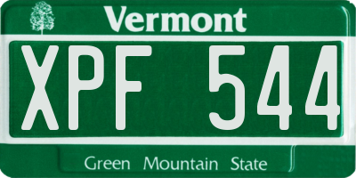 VT license plate XPF544