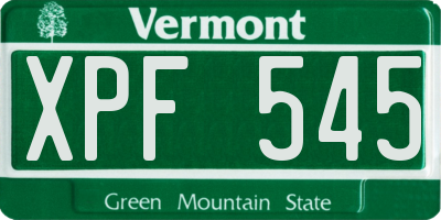 VT license plate XPF545