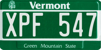 VT license plate XPF547