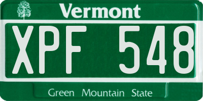 VT license plate XPF548