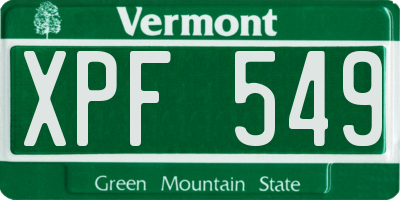 VT license plate XPF549