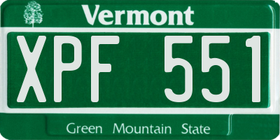 VT license plate XPF551