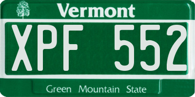 VT license plate XPF552