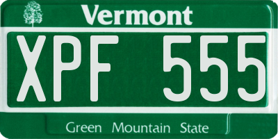VT license plate XPF555