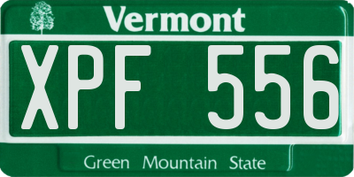 VT license plate XPF556