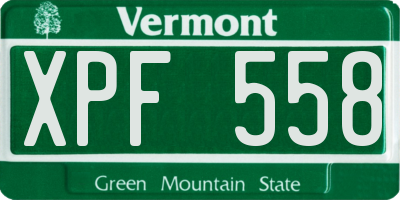 VT license plate XPF558