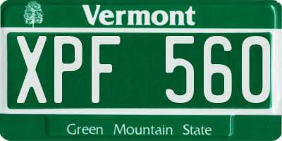 VT license plate XPF560