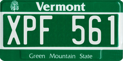 VT license plate XPF561