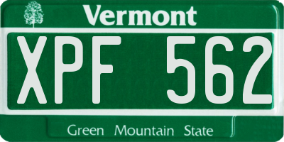 VT license plate XPF562