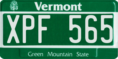 VT license plate XPF565