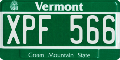 VT license plate XPF566