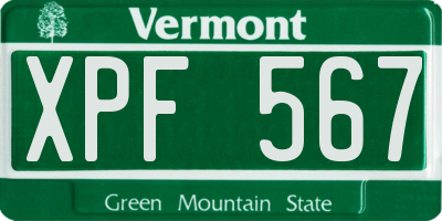 VT license plate XPF567