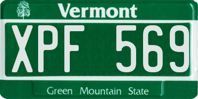 VT license plate XPF569