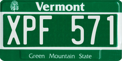 VT license plate XPF571