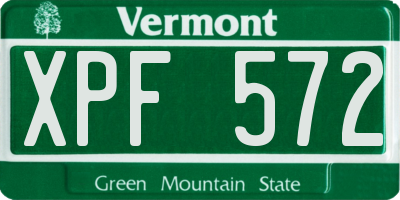 VT license plate XPF572