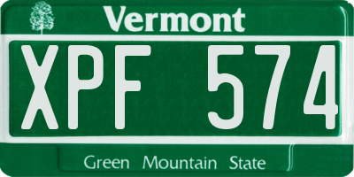 VT license plate XPF574