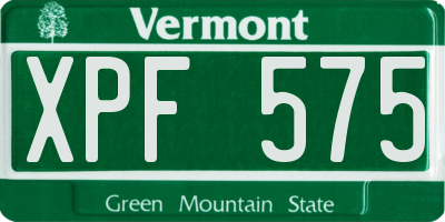 VT license plate XPF575