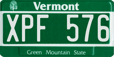 VT license plate XPF576