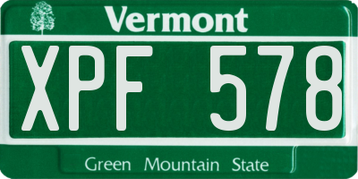 VT license plate XPF578