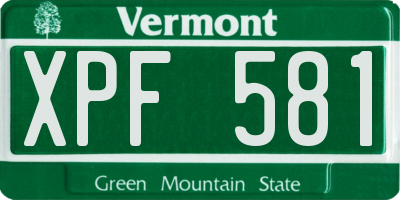 VT license plate XPF581