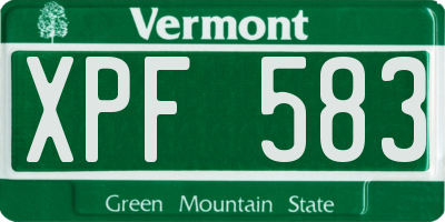 VT license plate XPF583