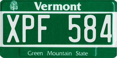 VT license plate XPF584