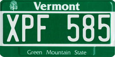 VT license plate XPF585