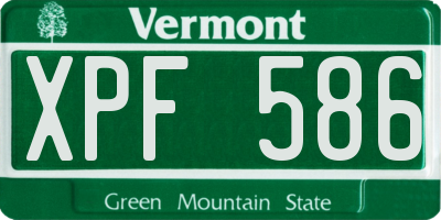 VT license plate XPF586