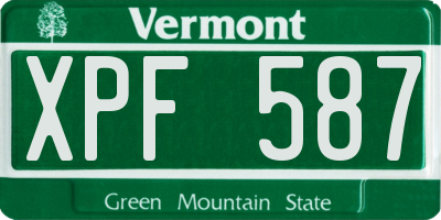 VT license plate XPF587