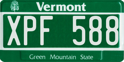 VT license plate XPF588