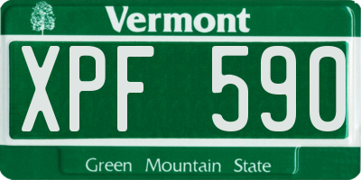 VT license plate XPF590