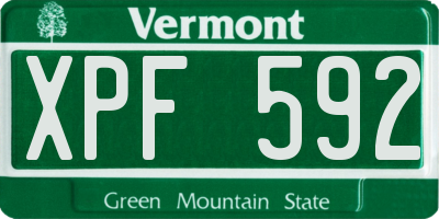 VT license plate XPF592