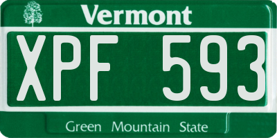 VT license plate XPF593