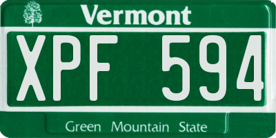 VT license plate XPF594