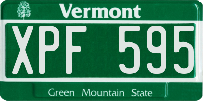 VT license plate XPF595