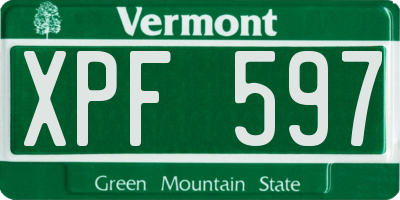 VT license plate XPF597