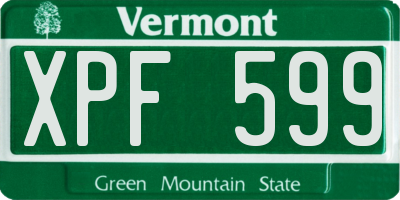VT license plate XPF599