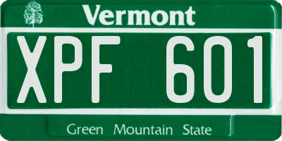 VT license plate XPF601