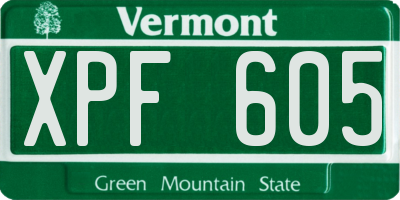 VT license plate XPF605